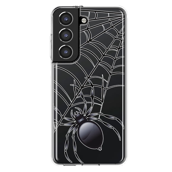 MUNDAZE Samsung Galaxy S22 Plus Étui de Téléphone Hybride Transparente Antichoc Noir Effrayant Spider Web Halloween Horreur Effrayant