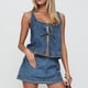 thumbnail image 5 of Conjunto de Dos Piezas de Mezclilla para Mujer: Top Sin Mangas con Lazo y Pantalones Cortos, Chándal Y2K, Conjunto de Dos Piezas de Jeans, Conjuntos de Vacaciones Azul M, 5 of 10