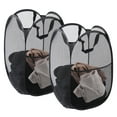 thumbnail image 1 of Okaka 2 Pack Pop Up Mesh Laundry Hamper Collapsible Laundry Baskets 74L with Side Pocket for Home, Dorm, Travel and Storage(Black), 1 of 7