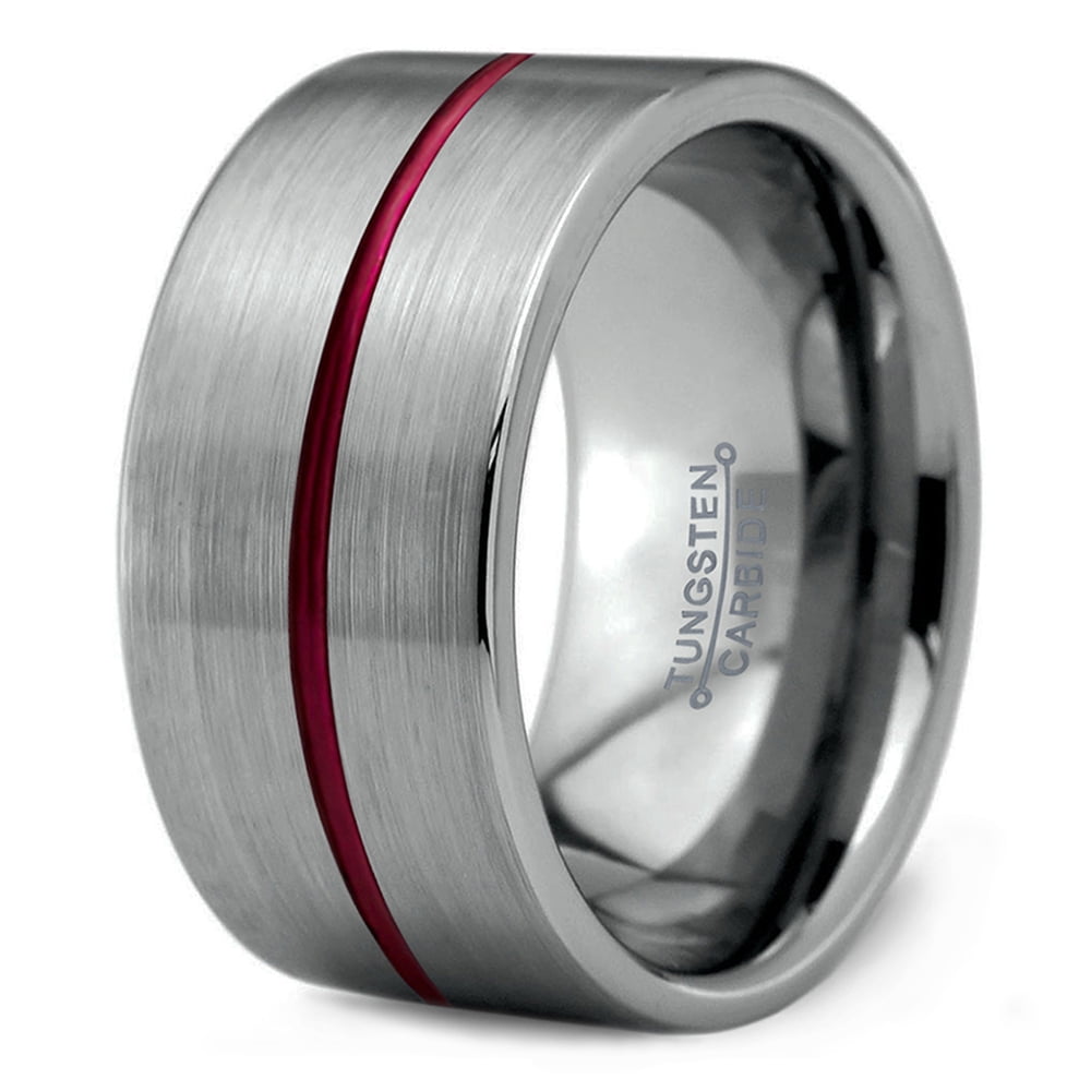 Tungsten Ring Men Women Wedding Band 9mm Polished Shiny Flat Pipe Cut Style 