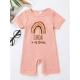 thumbnail image 2 of Baby Romper Letter Rainbow Print Crew Neck Short Sleeves Breathable with Bottom Snaps Jumpsuit, 2 of 8