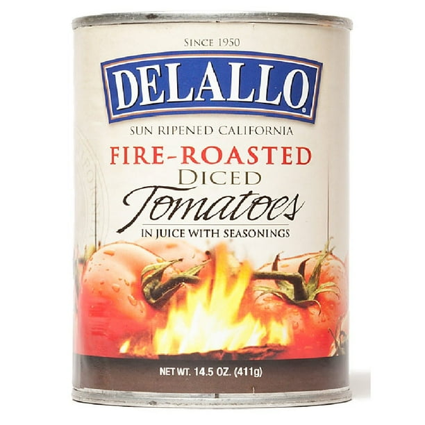 DeLallo Diced Tomatoes, Fire Roasted, 14.5 Oz