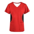 thumbnail image 2 of Xfvqtps V-Neck Scrubs Tops for Women Soft Stretch Wrinkle-Resist Medical Nursing Uniform with 2 Pockets Comfortable Lightweight Working Uniform Short Sleeve Printing Blouse Red, 2 of 5