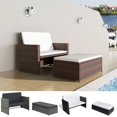 thumbnail image 3 of vidaXL 2 Seater Sofa Patio Deck Wicker Sleeper Sofa with Cushions PE Rattan, 3 of 23