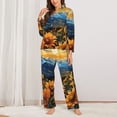 thumbnail image 2 of Fotbe Sunset Sky Sunflower Pattern Long Sleeve Pajama Set for Women,Sleepwear Set,2-piece Loungewear Set,Soft PJs Comfy Nightwear with Pockets -Medium, 2 of 7