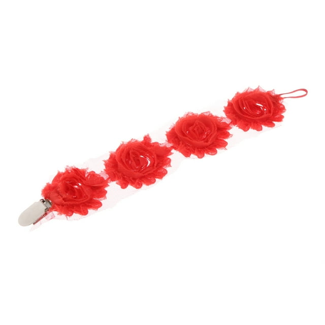 Baby girls and boys Rose Flower Chupete Chupete Clip Dentición Holder Cadena rojo CUTICAT Clip de chupete de flor