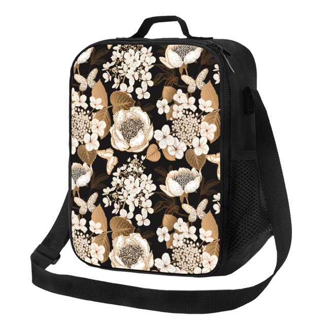 Disketp Retro Hydrangeas Bolsa Térmica Estampada para Almuerzo, Lonchera para Hombres y Mujeres Adultos