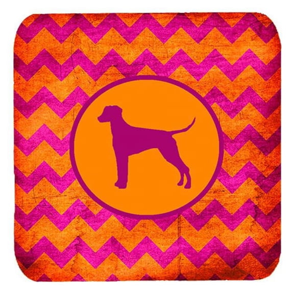 Dalmatian Chevron Pink And Orange Foam Coasters, Set Of 4