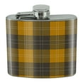 thumbnail image 1 of Plaid Mustard Yellow Gray Grey Pattern Stainless Steel 5oz Hip Drink Kidney Flask, 1 of 3