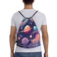 thumbnail image 2 of Drawstring Backpack - Planet Pastel Galaxy Splash Proof Small Drawstring Gym Bag for Women Men, Cinch Sports String Bag Backpack for Travel Swimming Beach, 2 of 8