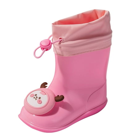 

Rovga Rain Shoes For Children Lined Rubber Boots For Boys Girls Lightweight Rain Boots Water Proof Nonslip Gumboots With Drawstring Soft Children Shoes