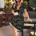 thumbnail image 3 of Fotbe Play Game3 Vestido Largo de Moda para Mujer, Vestido Tipo Camiseta con Manga Corta y Estilo Casual a Rayas y Bloques de Color, 3 of 6