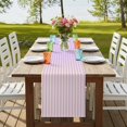 thumbnail image 4 of Yellow Pink Stripe 108 Inch Table Runner, Vertical Striped Gradient Geometric Farmhouse Dresser Scarf Cotton & Linen Tablerunner for Dining/Kitchen Island/Holiday Party Décor 13" x 108", 4 of 9