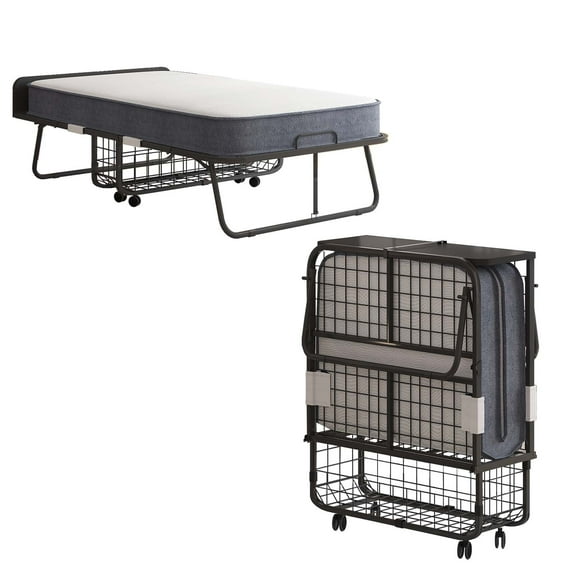 BALUS Folding Bed with Mattress ,Portable Foldable Roll Away Adult Bed for Guest ,Fold up Bed with Memory Foam Mattress, 31"W