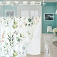 thumbnail image 6 of Dznils White No Hook Fabric Shower Curtain with Snap-in Liner, 72" x 74", Green Floral Patterned, 6 of 12