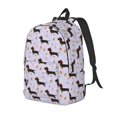 thumbnail image 1 of Disketp Dachshund Dog print Canvas Backpack Lightweight Travel Daypack Student Rucksack Laptop Backpack-Small, 1 of 5