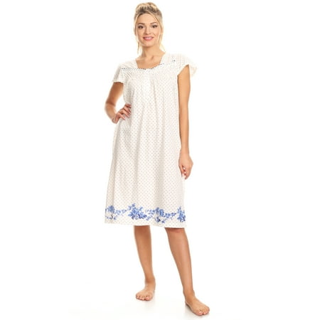 

Lati Fashion Women Nightgowns Short Sleeve Female Nightgowns & Sleepshirts Blue M