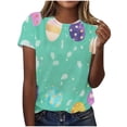 thumbnail image 2 of Haivin Short Sleeve Shirts for Women Women's Fashion Casual Short Sleeve Floral Print Round Neck Pullover Top Blouse, 2 of 5