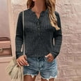 thumbnail image 3 of Scyoekwg Womens Knit Tops Long Sleeve Knit Sweaters Womens Trendy Tops 2025 Button V Neck Casual Loose Sweaters Pullover (Black,XXXL), 3 of 6