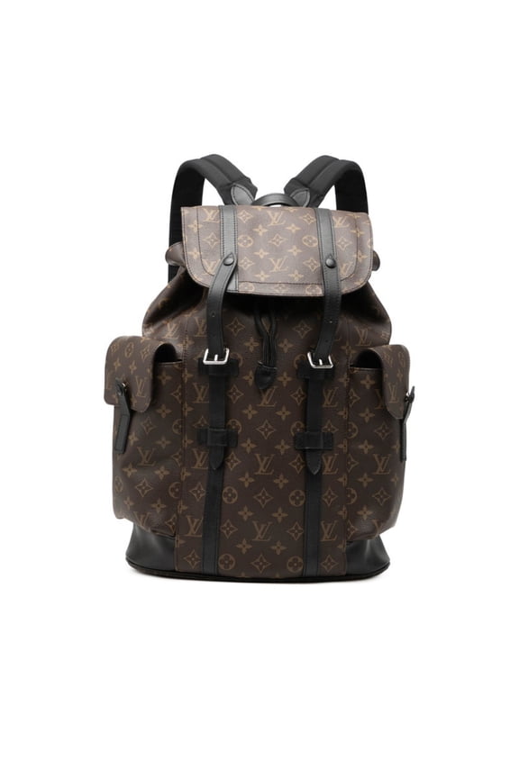 Pre-Owned Louis Vuitton Monogram Macassar Christopher PM Backpack M43735 Brown Noir Black...