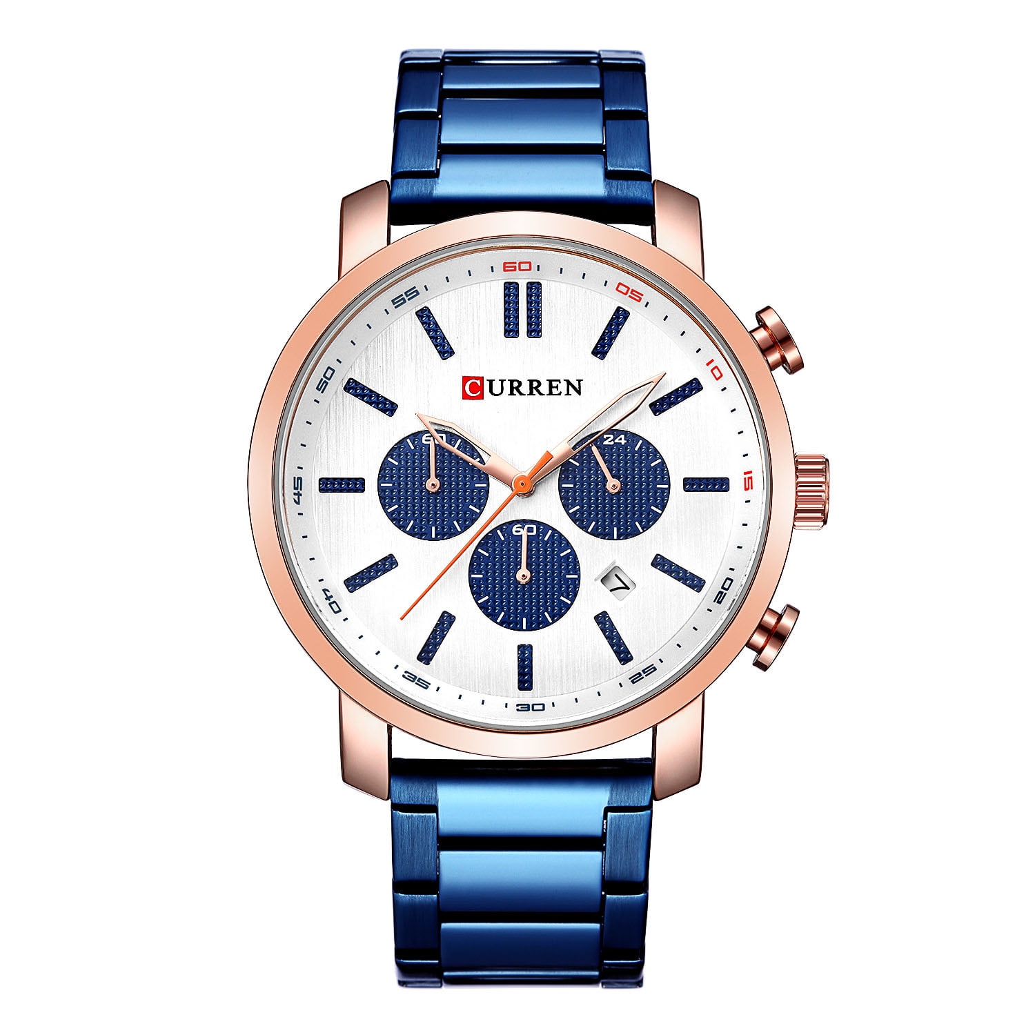 CURREN 8315 Men White Watch Sports Analog Quartz Stainless Steel Waterproof Date Luxury Casual Wristwatch
