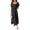 Black, variant on Women's Square Neck Puff Sleeve Maxi Dress with Ruffle Trim and Zipper 75% viscose 25% polyamide Imported In Stock