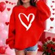 thumbnail image 3 of Sudadera con capucha y estampado de corazón de San Valentín, sudadera de manga larga para niños y niñas, chaqueta para niñas de talla mediana y grande., 3 of 7