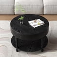 thumbnail image 5 of Round Wood Coffee Table 31.5" Circle Coffee Tables with Hidden Storage and Lid, Modern Rustic 2-Tier Center Table for Living Room Bedroom Home Office,Black, 5 of 8