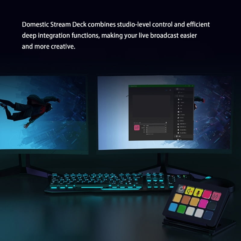 Programmable 15 Key LCD Macro Keyboard for Live Streaming Gaming Content Creators OBS Twitch Integration For Stream Deck