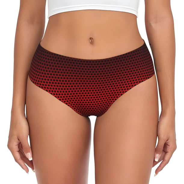 Balery Red Geometric Ropa Interior de Algodón para Mujer con Dibujo – Braguitas Cómodas y Elásticas, Estilo Clásico-Large