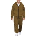 thumbnail image 2 of Boys 2-Piece Tracksuit Outfit Full Zip Hoodie and Sweatpants Set Athletic Sweatsuit Long Sleeve Activewear Youth Casual Jogger Pants Suit with Pockets, 2 of 9