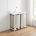 thumbnail image 5 of Nordic Hygge 2-Bag Laundry Sorter with Storage Shelf, Cream White and Cloud White, 5 of 7