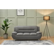 Kingway Furniture Zebra Faux Leather Sofa with Pillow Armrests in Gray