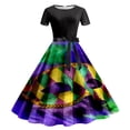 thumbnail image 1 of PMUYBHF Robe de Soirée à Manches Courtes Imprimée Années 1950 pour Femmes 10646 S, 1 of 2
