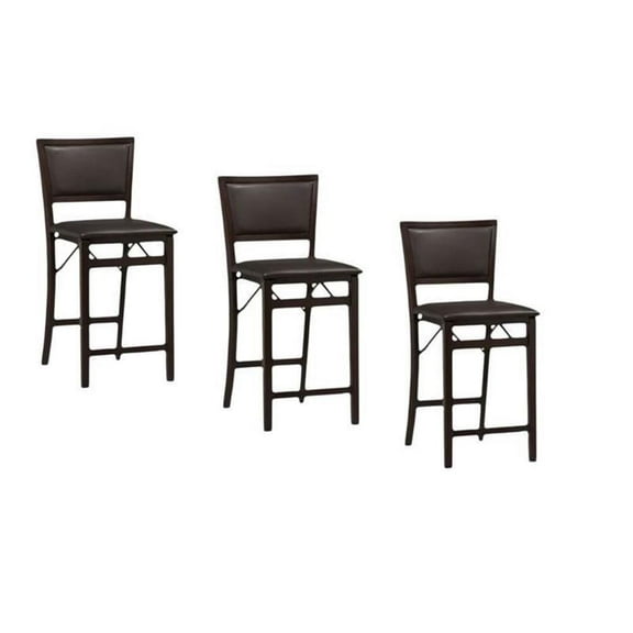 (Set of 3) 24" Pad Back Folding Counter Stool in Espresso