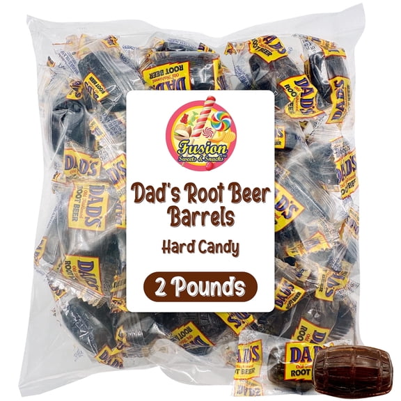 Dad's Root Beer Barrels - Rootbeer Barrels Hard Candy - 2 Pounds Bulk Bag (Approximately 100 count) - Old Fashioned Candies - Individually Wrapped Dad's Root Beer Barrels