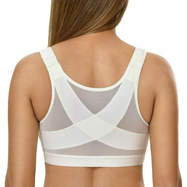 CHUANK Women‘s Front Closure Posture Wireless Back Support Full Coverage Bra Plus Size