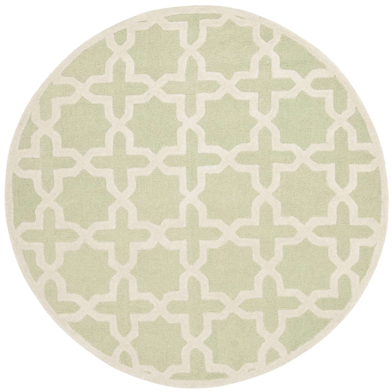SAFAVIEH Cambridge Liz Geometric Wool Area Rug, Light Green/Ivory, 6' x 9'