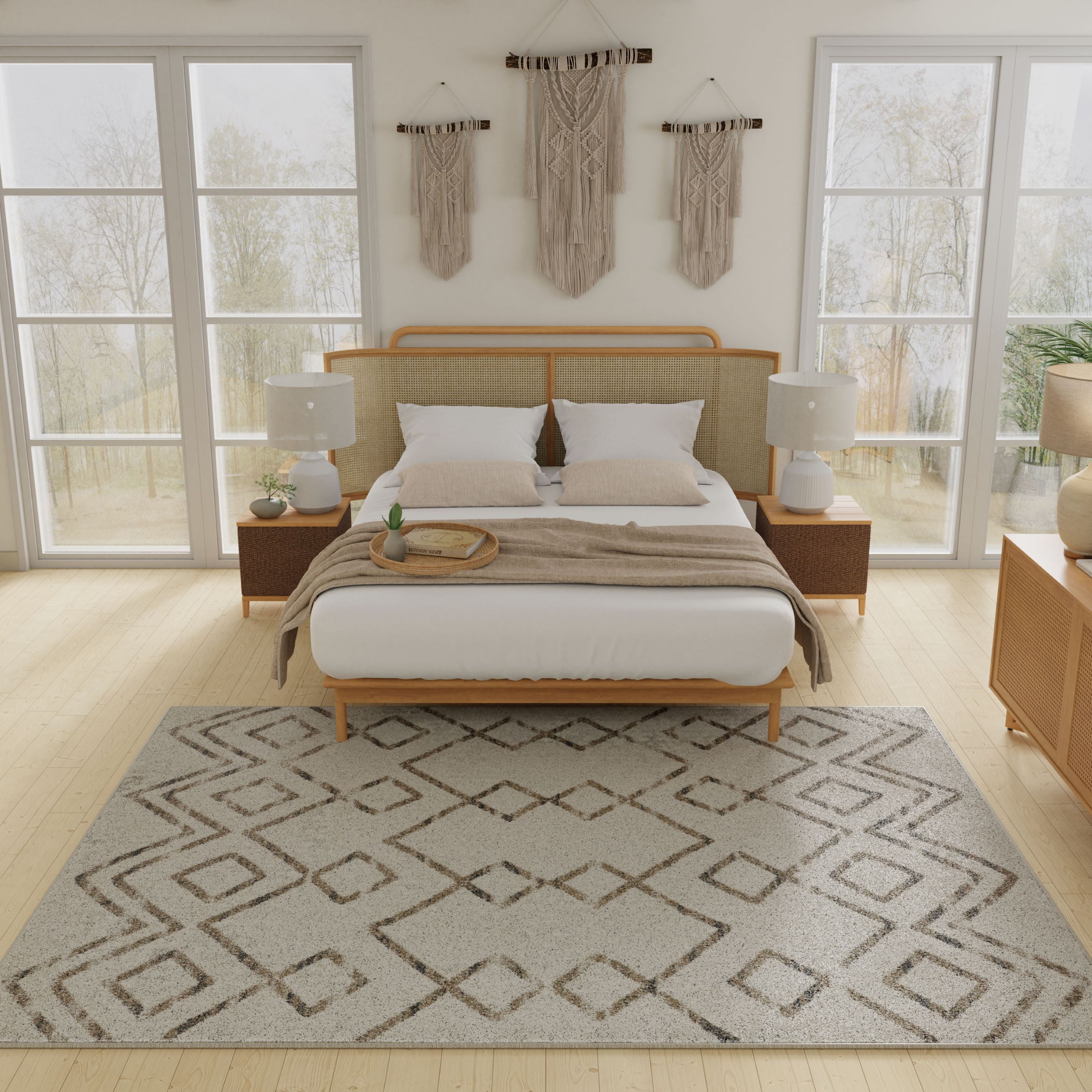Loomaknoti Taytum Rocey 5' x 7' Ivory Geometric Indoor Area Rug
