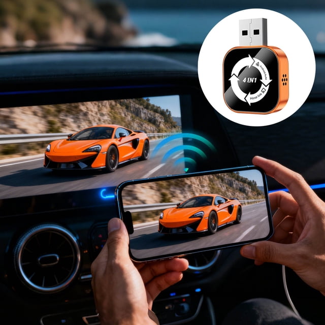 BotaniNest 4 In 1 Wireless CarPlay And Android Auto Adapter AI With Link USB C For Seamless Smartphone Integration