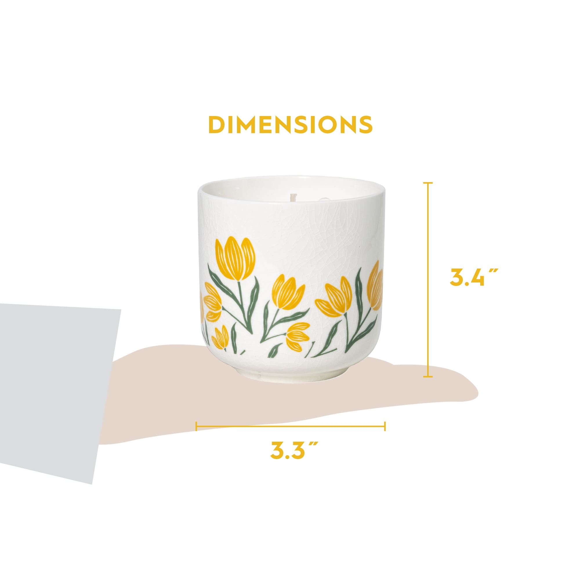 Better Homes and Gardens Fluted Jar Candle, Salted Coconut Mahogany, Yellow Flower Toss, 8 oz