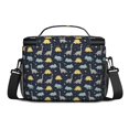 thumbnail image 3 of Dinosaur and Silhouette Navy Blue Insulated Lunch Box for Women Men, Medium Leakproof Cooler Bag with Adjustable Strap, 10"x6.7"x8", 3 of 6