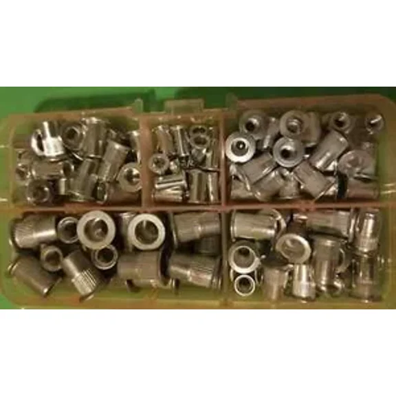 (100 Pcs) Sae Rivet Nut Rivnut Aluminum Assort Kit 6-32 8-32 10-24 10-32 1/4-20