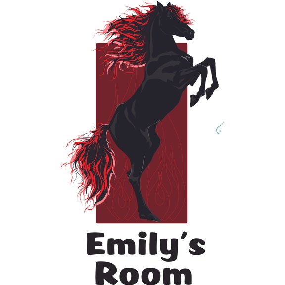 Beautiful Black Horse Horses Animal Customized Wall Decal - Custom Vinyl Wall Art - Personalized Name - Baby Girls Boys Kids Bedroom Wall Decal Room Decor Wall Stickers Decoration Size (30x15 inch)