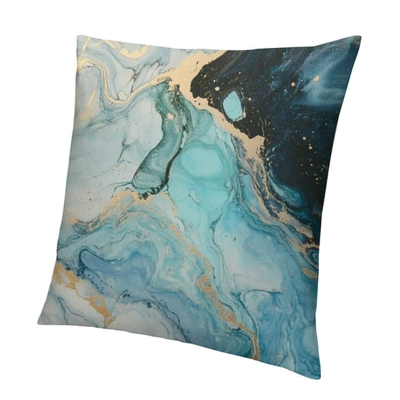 Patifu Teal Blue Turquoise Gold Pillow Covers  Couch Marble Pillow Case Modern Decorative Square Throw Pillows for Home Living Room Bedroom Bed Cushion Outdoor 12x12in