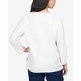 thumbnail image 5 of Alfred Dunner Womens Petite Solid Texture Split Hem Sweater With Necklace, 5 of 6