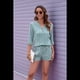 thumbnail image 5 of Conjunto de Camiseta Holgada de Corta con Cuello en V y Pantalones Cortos con Bolsillo para Mujer, Color Liso, Verde Oscuro, Talla XXL, 5 of 6