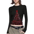 thumbnail image 2 of FDGIU 2025 Women's Funny Christmas Shirt - Long Sleeve Crew Neck Tunic Top, Cute Holiday Print for Party & Family Gathering, 2 of 6