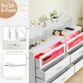 thumbnail image 3 of 6 Drawer Dresser with Charging Station, 47.24" LED Long Dresser with Glass Display Drawer, Chest of Drawers for Bedroom, Living Room, White, 3 of 9
