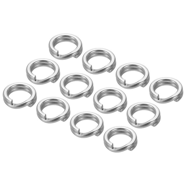 Unique Bargains , 0.53 x 0.35' Fishing Split Rings Fishing Swivel Stainless Steel Rings with Double Flattened Connectors,100 PACK